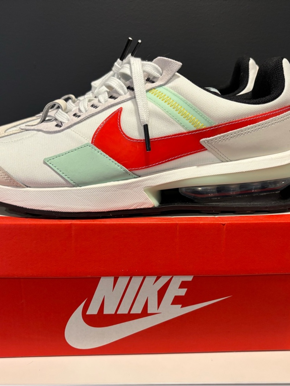 Nike Men’s Low-Top Sneaker — White with Red & Mint Accents